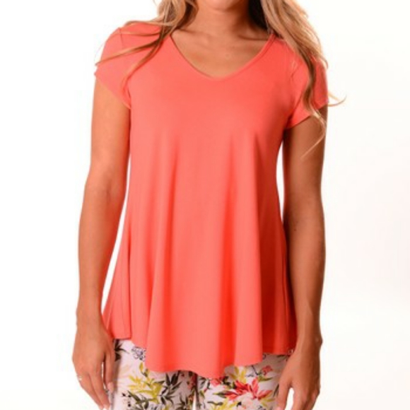 LBISSE Tops - Melon Cap-Sleeve Top